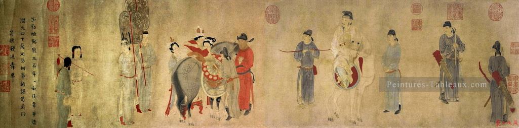 qian xuan yang guifei monter un cheval Art chinois traditionnel Peintures à l'huile